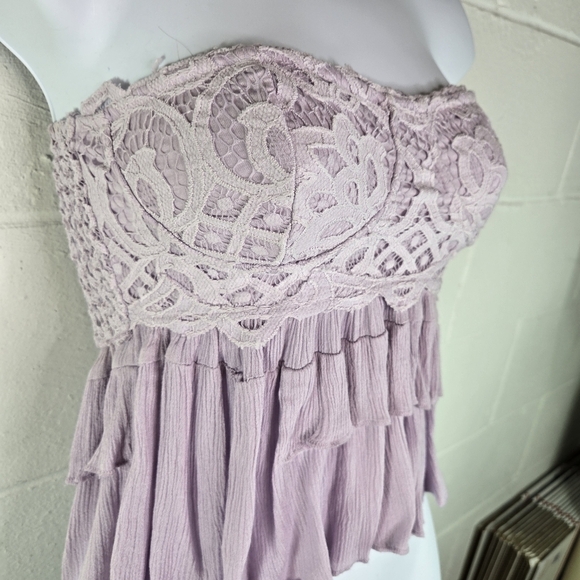 Free People One Adella Corset Cami Lilac Lace Strapless Top - Picture 11 of 11